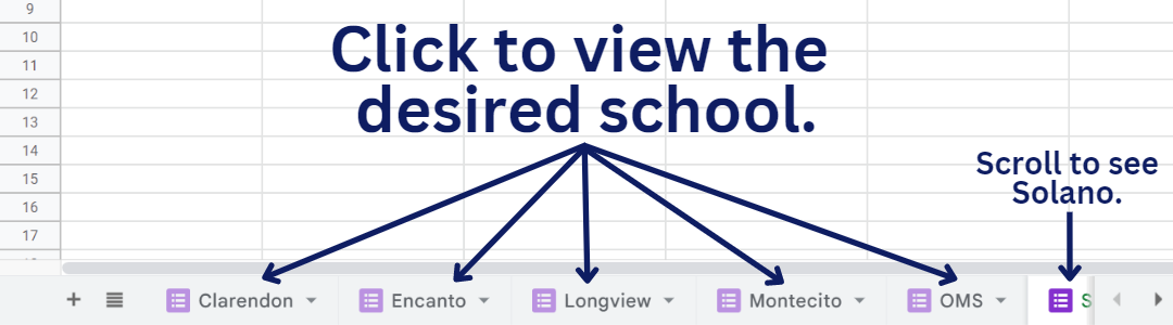 Click the tab at the bottom of the page to go to the desired school. Scroll to see Solano's list.